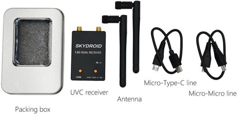 Skydroid 5.8 جيجا هرتز 150CH هوائي مزدوج التنوع الحقيقي UVC OTG الهاتف الذكي FPV استقبال لأجهزة Android اللوحية PC VR سماعة FPV نظام RC بدون طيار (أسود) in Saudi Arabia