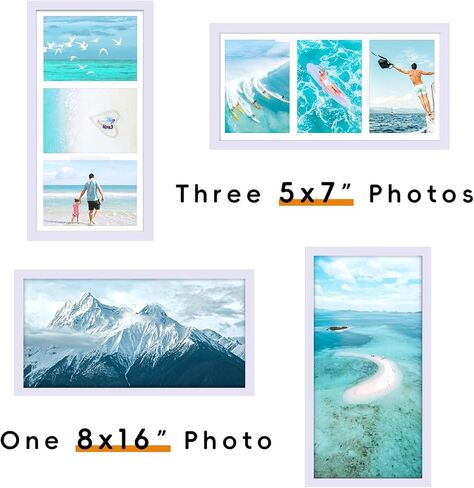 إطار صورة مقاس 8 × 16 مع ثلاثة إطارات صور مجمعة مقاس 5 × 7 لعرض الحائط الأفقي والرأسي، أسود، عبوة واحدة in Saudi Arabia