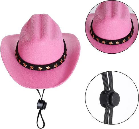 Pet Cowboy Costume Halloween Costumes for Small Pet Dogs Cat Cowboy Hat with Bandana Scarf Set Party Accessories (Pink, Small) in Kuwait