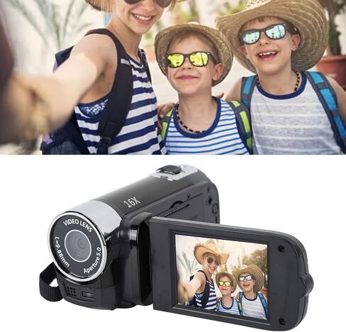 Video Camera Camcorder Digital Camera Recorder Full HD 4K 30FPS 48MP 2.7Inch 16X Digital Zoom Vlogging Camera Recorder, with USB Cable (Black) in Kuwait