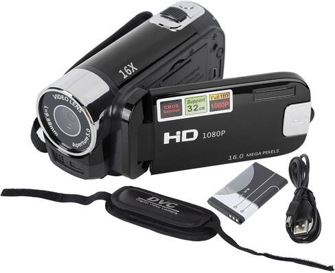 Video Camera Camcorder Digital Camera Recorder Full HD 4K 30FPS 48MP 2.7Inch 16X Digital Zoom Vlogging Camera Recorder, with USB Cable (Black) in Kuwait