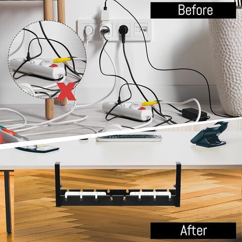 Wenqik مجموعتان لإدارة الكابلات تحت المكتب، بدون حفر قابلة للتمديد تحت إدارة الكابلات المكتبية، إدارة الكابلات المعدنية القوية تحت المكتب مع صندوق إدارة الكابلات المشبك للمكتب المنزلي in Kuwait