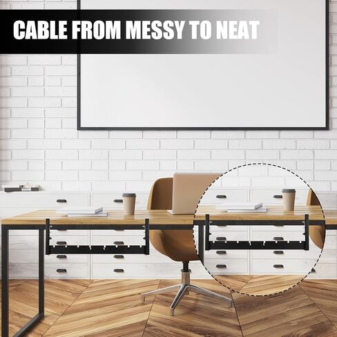 Wenqik مجموعتان لإدارة الكابلات تحت المكتب، بدون حفر قابلة للتمديد تحت إدارة الكابلات المكتبية، إدارة الكابلات المعدنية القوية تحت المكتب مع صندوق إدارة الكابلات المشبك للمكتب المنزلي in Kuwait