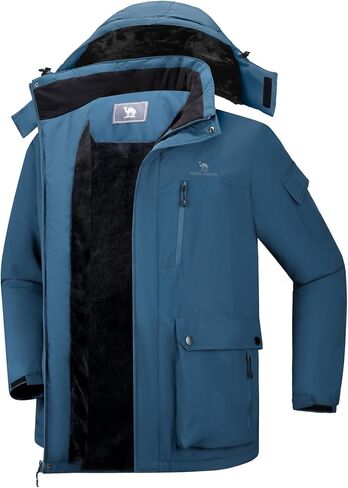 CAMEL CROWN Men's Waterproof Ski Jackets Winter Coats Snow Jacket Adjustable Fleece Windbreaker Windproof Outdoor RainJackets in Kuwait