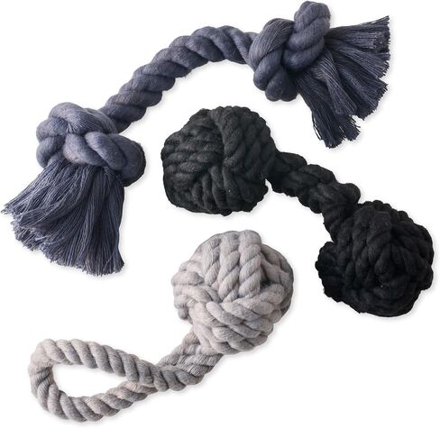 3-Pack Organic Cotton Dog Rope Pull Toys for All Pet Breeds, Desert Ombre, One Size in Kuwait