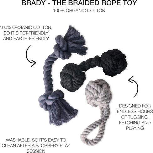 3-Pack Organic Cotton Dog Rope Pull Toys for All Pet Breeds, Desert Ombre, One Size in Kuwait