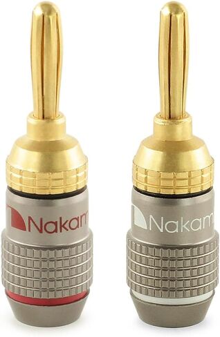 Nakamichi FanLock Excel Series 24k مطلية بالذهب الموز التوصيل 10 AWG - 18 AWG حجم المقياس 4 مم لمكبرات الصوت هاي فاي ستيريو المسرح المنزلي راديو سلك كابل الصوت موصل سريع 2 قطعة (زوج واحد) in Kuwait