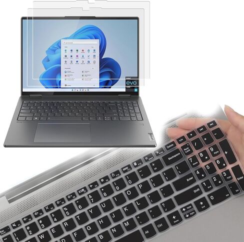 عبوة من قطعتين من KEANBOLL مصممة لجهاز Lenovo Yoga 7i / 7 16 بوصة 2 في 1 واقي شاشة مضاد للتوهج وغطاء لوحة المفاتيح، ودرع مضاد لبصمات الأصابع (غير لامع) وغطاء لوحة مفاتيح أسود in Saudi Arabia