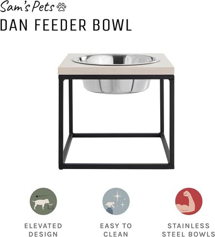 Sam's Pets Dan Raised Pet Bowl, Brown - Stainless Steel, Elevated Design, Dishwasher Safe, Easy to Clean in Saudi Arabia