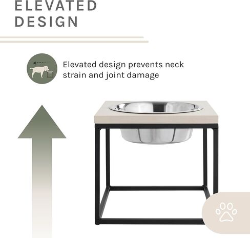 Sam's Pets Dan Raised Pet Bowl, Brown - Stainless Steel, Elevated Design, Dishwasher Safe, Easy to Clean in Saudi Arabia