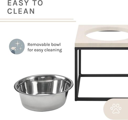 Sam's Pets Dan Raised Pet Bowl, Brown - Stainless Steel, Elevated Design, Dishwasher Safe, Easy to Clean in Saudi Arabia
