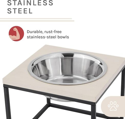Sam's Pets Dan Raised Pet Bowl, Brown - Stainless Steel, Elevated Design, Dishwasher Safe, Easy to Clean in Saudi Arabia