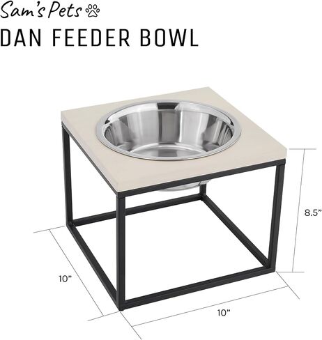 Sam's Pets Dan Raised Pet Bowl, Brown - Stainless Steel, Elevated Design, Dishwasher Safe, Easy to Clean in Saudi Arabia