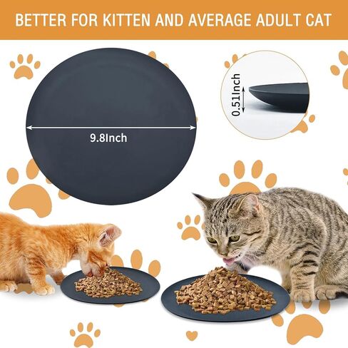 طبق طعام للقطط من السيليكون مكون من 3 قطع من Fhiny، وعاء قطط مسطح غير قابل للانزلاق مقاس 9.8 بوصة، حصيرة طعام واسعة ضحلة للقطط الصغيرة، طبق تغذية للقطط الجافة/الرطبة (أسود) in Kuwait