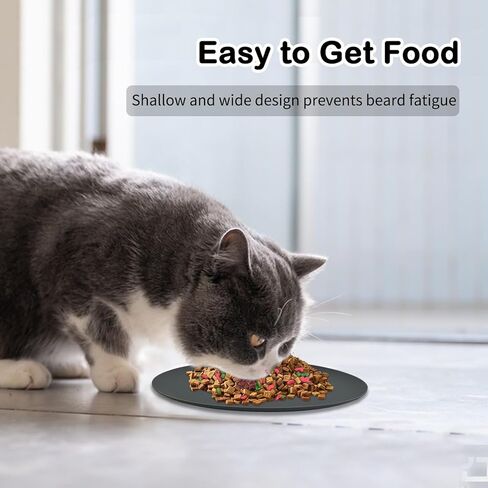 طبق طعام للقطط من السيليكون مكون من 3 قطع من Fhiny، وعاء قطط مسطح غير قابل للانزلاق مقاس 9.8 بوصة، حصيرة طعام واسعة ضحلة للقطط الصغيرة، طبق تغذية للقطط الجافة/الرطبة (أسود) in Kuwait