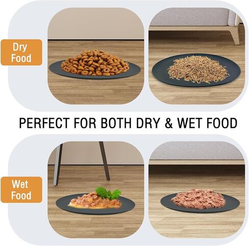 طبق طعام للقطط من السيليكون مكون من 3 قطع من Fhiny، وعاء قطط مسطح غير قابل للانزلاق مقاس 9.8 بوصة، حصيرة طعام واسعة ضحلة للقطط الصغيرة، طبق تغذية للقطط الجافة/الرطبة (أسود) in Kuwait