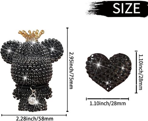 Bling Heart & Bear Air Vent Clips, 4 Pcs Silver Heart Car Air Fresheners Diamond Car Diffuser Car Interior Decor Charm Cute Car Accessories Car Decoration for Women + Cute Butterfly Mask Hook in Saudi Arabia