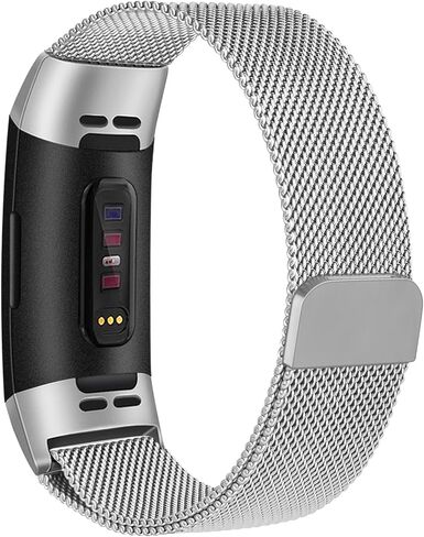Metal Band Compatible with Fitbit Charge 4 Bands Women Men, Stainless Steel Mesh Replacement Wristbands Strap for Fitbit Charge 4 / Charge 3 / Charge 3 SE Fitness Tracker Accessories in Saudi Arabia