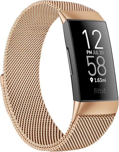 Metal Band Compatible with Fitbit Charge 4 Bands Women Men, Stainless Steel Mesh Replacement Wristbands Strap for Fitbit Charge 4 / Charge 3 / Charge 3 SE Fitness Tracker Accessories in Saudi Arabia