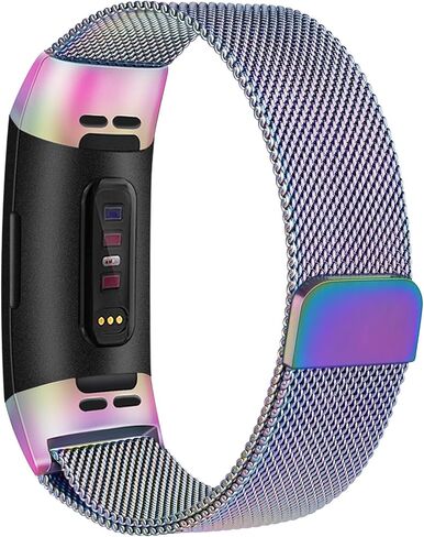 Metal Band Compatible with Fitbit Charge 4 Bands Women Men, Stainless Steel Mesh Replacement Wristbands Strap for Fitbit Charge 4 / Charge 3 / Charge 3 SE Fitness Tracker Accessories in Saudi Arabia