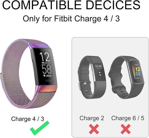 Metal Band Compatible with Fitbit Charge 4 Bands Women Men, Stainless Steel Mesh Replacement Wristbands Strap for Fitbit Charge 4 / Charge 3 / Charge 3 SE Fitness Tracker Accessories in Saudi Arabia