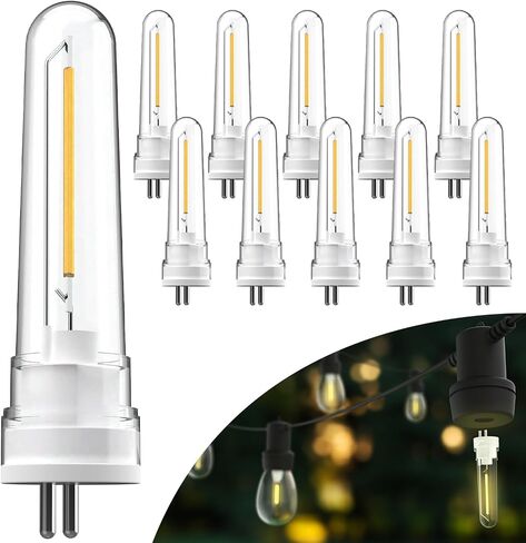 Sunco 12 حزمة S14 LED مصابيح بديلة لسلسلة الفناء في الهواء الطلق، 1W = 4W، 2700K أبيض ناعم، غير قابل للتعتيم، 50 لومن، قاعدة G5 ذات شقين، ETL مصنف للرطب in Saudi Arabia