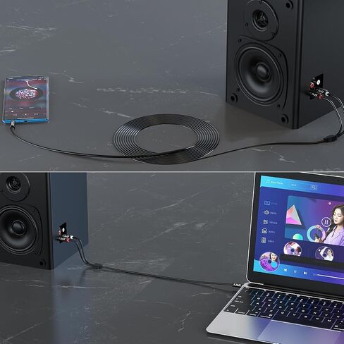 كابل صوت J&D RCA، RCA إلى 3.5 مم، 3.5 مم ذكر إلى 2 RCA Phono ذكر محول صوت ستيريو كابل Aux غلاف نحاسي مطلي بالذهب شديد التحمل، 3.5 إلى RCA قصير، كابل أحمر أبيض إلى Aux، 4 أقدام in Saudi Arabia