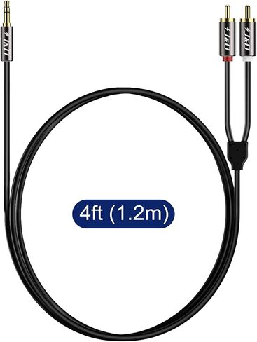 كابل صوت J&D RCA، RCA إلى 3.5 مم، 3.5 مم ذكر إلى 2 RCA Phono ذكر محول صوت ستيريو كابل Aux غلاف نحاسي مطلي بالذهب شديد التحمل، 3.5 إلى RCA قصير، كابل أحمر أبيض إلى Aux، 4 أقدام in Saudi Arabia