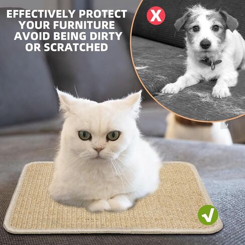 2 Pieces Rabbit Scratcher Mat, Natural Sisal Cat Bunny Rabbit Scratching Pad, Rabbit Animal Scratch Pad Rug for Indoor Horizontal Cat Floor Scratching Mats Rug, Furniture Protector (Beige) in Saudi Arabia