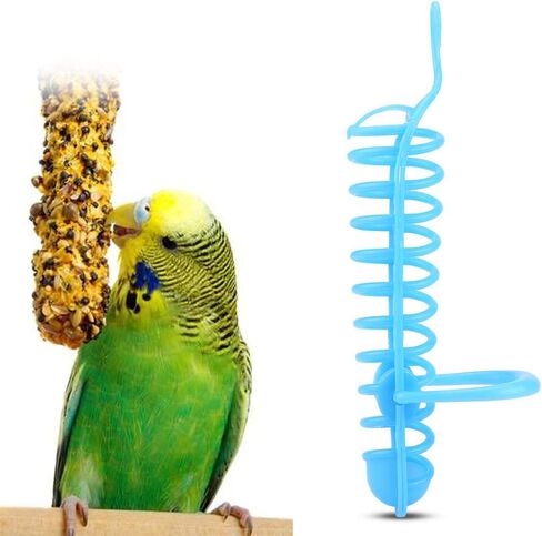 Millet Holder,Parrots Feeder Basket, Food Fruit Feeding Perch Stand millet spray for Plastic Holder Pet Bird Supplies(Blue) (Blue) in Saudi Arabia