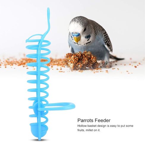Millet Holder,Parrots Feeder Basket, Food Fruit Feeding Perch Stand millet spray for Plastic Holder Pet Bird Supplies(Blue) (Blue) in Saudi Arabia