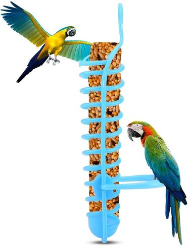 Millet Holder,Parrots Feeder Basket, Food Fruit Feeding Perch Stand millet spray for Plastic Holder Pet Bird Supplies(Blue) (Blue) in Saudi Arabia