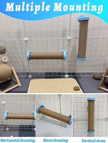 Rabbit Scratching Toy for Cage Rabbits Scratch Posts, Natural Sisal Bunny Nail Claw Scratcher for Scratching and Climbing, Space-Saving (Yellow) in Saudi Arabia