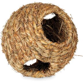 Prevue Hendryx 1094 Nature's Hideaway Grass Ball Toy, Medium, Black, 7.5"