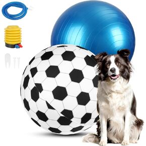 Herding Ball for Dogs - 22" Dog Balls with Soccer Cover & Air Pump for Australian Shepherd, Cattle Dogs, Border Collie Large Medium Breeds, Giant Herding Dog Toy Horse Ball