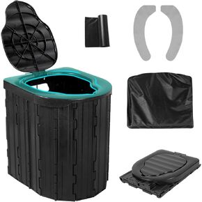 Portable Camping Toilet for Adults, 15.7" XL Porta Outdoor Camp Folding Potty for Campers, Road Trips,Car,Travel
