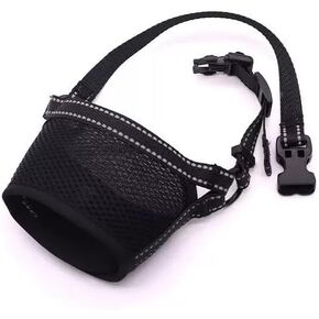 Dog Muzzle for Small, Medium, Stop Biting,Barking,Chewing, Soft Muzzle with Reflective & Adjustable Strap,Breathable Dog Mouth Guard for Biting Chewing Grooming, Allow Panting Drinking (Black,M)