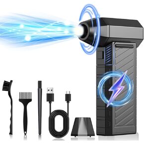 Compressed Air Duster, 150000RPM Mini Air Blower Turbo Fan, 3 Gear Adjustable High Speed Electric Air Duster with LED Light, Cordless Air Duster for Car Computer Keyboard Office Home Outdoor