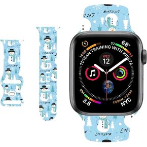 Breathable Christmas Pattern Bands Compatible with Apple Watch 38mm 40mm 41mm 42mm 44mm 45mm 46mm 49mm M/L for Girls Women,Colorful Soft Silicone Wristband Strap for iWatch Ultra SE & Series 10/9/8/7/6/5/4/3/2/1