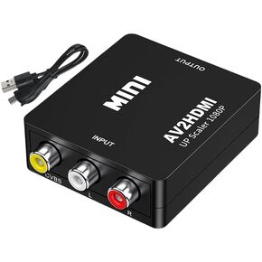 RIIPOO RCA to HDMI Converter, AV to HDMI, 1080P RCA Composite CVBS Video Audio to HDMI Adapter Compatible with TV, PC, PS3, STB, Xbox VHS, VCR, Blue-Ray DVD Players - Supports PAL NTSC