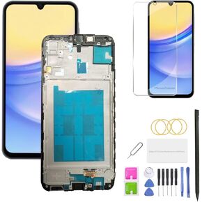 Galaxy A15 5G LCD Screen with Frame Replacement,Touch Screen Galaxy A15 Replacement LCD Screen Digitizer Parts for Samsung Galaxy A15 5G A156u A156p A156w A156vl 6.5 Inches
