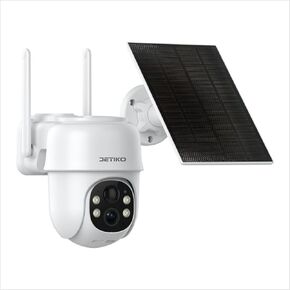 Solar Security Cameras Wireless Outdoor, 360° Pan View Surveillance Camera IP65 Waterproof 3MP Night Vision Motion Detection 2-way Talk Camera for Outside Pet Garage Home Security Works with Alexa