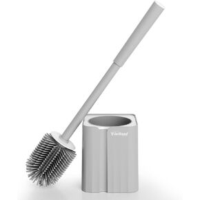 Toilet Bowl Brush and Holder Set, Compact Toilet Scrubber Brush for RV and Bathroom Cleaning, Durable Classic 360°PP Bristle, Drip-Proof, Wall Mountable.（White）