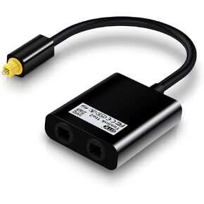 EMK Optical Splitter 1x2 1 in 2 Out Digital Optical Audio Splitter Toslink Splitter Compatible with Home Theater,Sound Bar,Television,Blu-ray Players