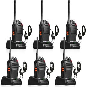 777S Rechargeable walkie talkies Long Range for Adults with Earpieces and Li-ion Battery,Two Way radios has VOX/TOT/Emergency Alarm/Battery Low Alert/Flashlight/Scan Function（6 Pack）