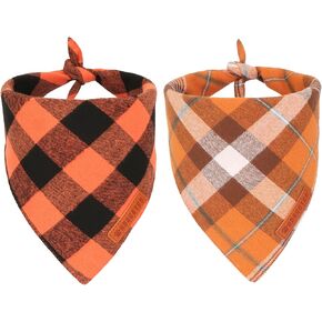ADOGGYGO Christmas Cat Bandanas 2 Pack, Premium Cotton Fabric, Red Green Plaid Pet Christmas Bandanas for Cat Kittens