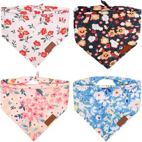 Nausikaa Dog Bandanas 4 Pack, Triangle Large Girl Dog Bandana, Durable Polyester Fabric Dog Scarf, Unique Design - Ink Flower C in Saudi Arabia