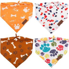 Nausikaa Dog Bandanas 4 Pack, Triangle Large Girl Dog Bandana, Durable Polyester Fabric Dog Scarf, Unique Design - Ink Flower C