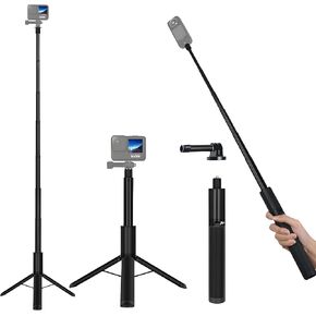 48'' Invisible Selfie Stick Tripod, Suitable for Insta360 and Go-Pro Camera Series, Equipped with 1/4'' Screw, Lightweight & Portable, and Comes with an Adapter That Supports More Action Cameras.