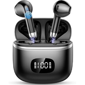 Wireless Earbuds Bluetooth, In Ear Headphones Bluetooth 5.3 with HiFi Stereo Deep Bass, Ear buds with Noise Cancelling 4 ENC Mic, Dual LED Display, 40H Playtime Earphones for Phone Pad Laptop Computer